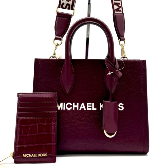 Michael Kors Mirella Small Crossbody Bag & Matching Card Case Wallet Ox Blood - Picture 1 of 11